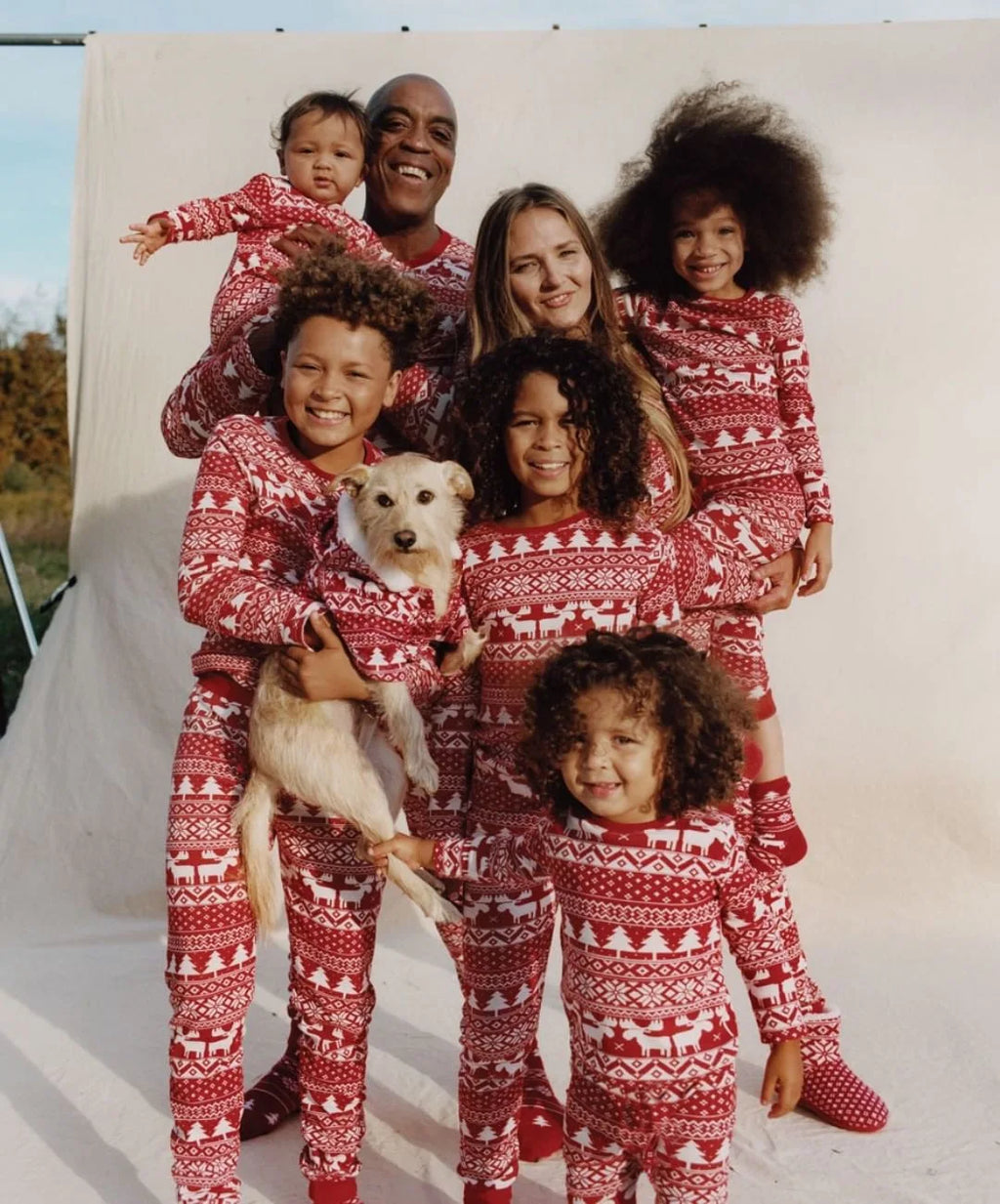 Randig julpyjamas för familjen