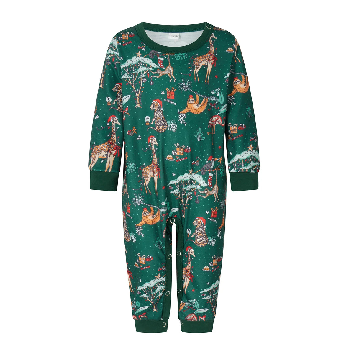 Grön julpyjamas med djurmotiv